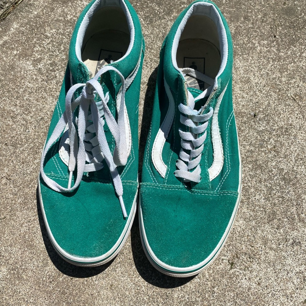 Vans Green and White Old Skool Sneakers